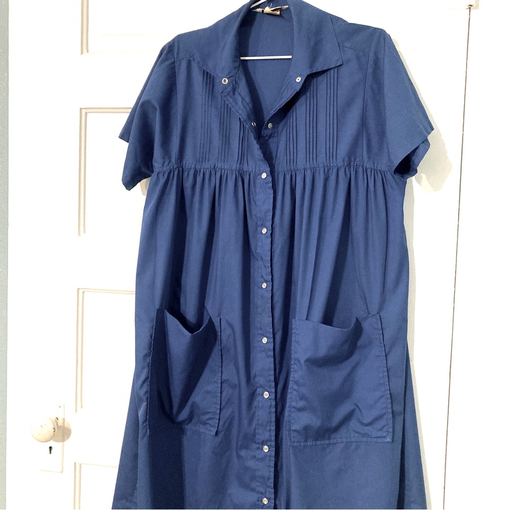 Vintage Models Coat Blue Maxi Button Down Dress- 10